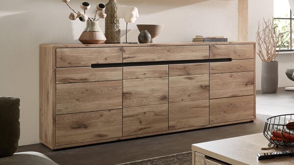 Sideboard BELLANO Anrichte Eiche natur graphit mit Softclose