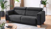 2-Sitzer FLORA Sofa in Stoff grau inkl. Kopfteilverstellung