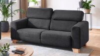 2-Sitzer FLORA Sofa in Stoff grau inkl. Kopfteilverstellung