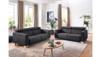 Sofagarnitur FLORA 2-teilig Stoff grau mit...