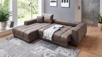 Ecksofa MAXY L Stoff braun motorische Sitztiefenverstellung