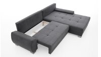 Ecksofa INDIGO anthrazit Bettfunktion und Bettkasten 290x190