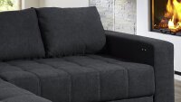 Ecksofa MERLIN in Moon schwarz elektr. Sitztiefenverstellung