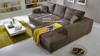 Ecksofa MERLIN in Hero braun elektrische Sitztiefenverstellung