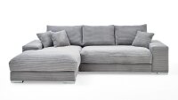 Ecksofa SOFT Wohnlandschaft Cord Stoff grau inkl. Kissen