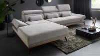 Ecksofa Links Arrow Cord grau mit elektr. Sitztiefenverstellung