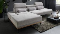 Ecksofa Links Arrow Cord grau mit elektr. Sitztiefenverstellung