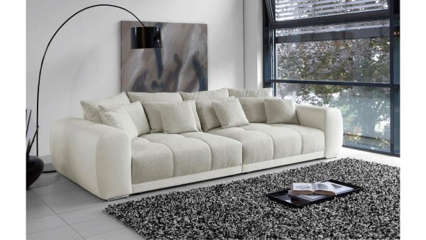 Big Sofa MOLDAU XXL Megasofa weiß und beige mit Kissen