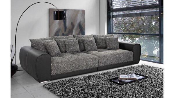 Big Sofa MOLDAU XXL Megasofa in schwarz grau mit Kissen