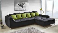 Ecksofa MONTEGO Stoff dunkelgrau mit Kissen 326x213 cm