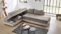 Wohnlandschaft R MODENA Sofa Dauerschläfer in greige 7 Zonen TFK