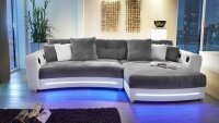 Wohnlandschaft LAREDO Sofa weiß grau mit LED und...