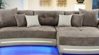 Wohnlandschaft LAREDO Sofa in greige mit LED und Soundsystem