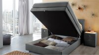 Boxspringbett AMELIE 140 graubraun mit Bettkasten Topper