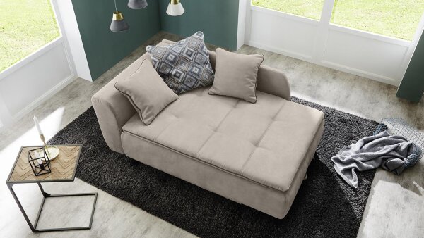 Recamiere ROMAN Schlafsofa Sofa in beige mit Tonnentaschenfederkern