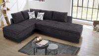 Wohnlandschaft rechts MODENA Ecksofa Sofa Bett in schwarz...