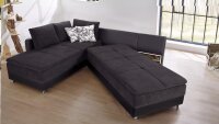 Wohnlandschaft rechts MODENA Ecksofa Sofa Bett in schwarz mit Nako