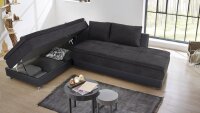 Wohnlandschaft rechts MODENA Ecksofa Sofa Bett in schwarz mit Nako