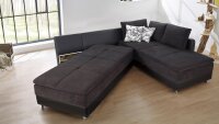 Wohnlandschaft links MODENA Ecksofa Sofa Bett in schwarz mit Nachtkonsole