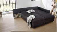 Wohnlandschaft links MODENA Ecksofa Sofa Bett in schwarz mit Nachtkonsole