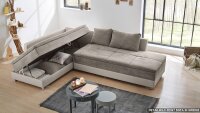 Wohnlandschaft rechts MODENA Ecksofa Sofa Bett in weiß grau mit Nako