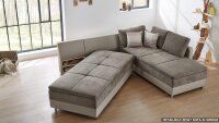 Wohnlandschaft links MODENA Ecksofa Sofa Bett in weiß grau mit Nako