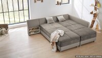 Wohnlandschaft links MODENA Ecksofa Sofa Bett in weiß grau mit Nako