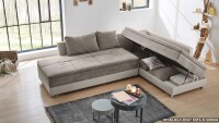 Wohnlandschaft links MODENA Ecksofa Sofa Bett in grau mit Nachtkonsole