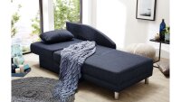 Schlafsofa ROY in Stoff dunkelblau Bettkasten Kissen 84x200