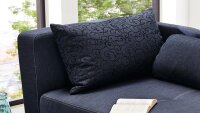 Schlafsofa ROY in Stoff dunkelblau Bettkasten Kissen 84x200