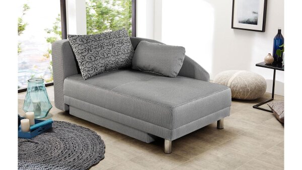 Schlafsofa ROY Stoff grau inkl. Bettkasten Kissen 84x200 cm