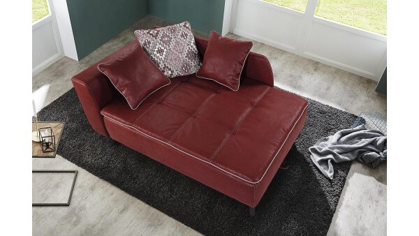 Recamiere ROMAN Schlafsofa Sofa in rot mit Tonnentaschenfederkern