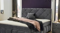 Boxspringbett BELLAS Polsterbett in samt grau mit Topper 180