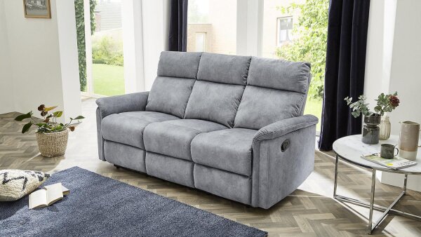 Sofa Amrum Sessel Relaxsessel 3-Sitzer mit Funktion Vintage grau 180