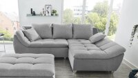 Ecksofa JAVELIN Eckgarnitur L-Sofa Stoff grau mit Kissen