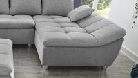 Ecksofa JAVELIN Eckgarnitur L-Sofa Stoff grau mit Kissen