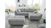 Ecksofa JAVELIN Eckgarnitur L-Sofa Stoff grau mit Kissen