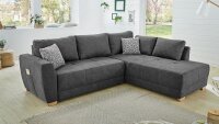 Ecksofa LUZERN Stoff Vintage dunkelgrau Schlaffunktion