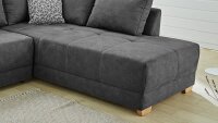 Ecksofa LUZERN Stoff Vintage dunkelgrau Schlaffunktion