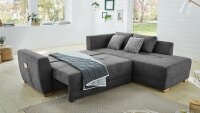 Ecksofa LUZERN Stoff Vintage dunkelgrau Schlaffunktion