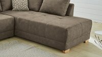 Ecksofa LUZERN in Stoff Vintage hellbraun Schlaffunktion