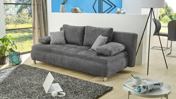 Schlafsofa ANTONIO Sofa Stoff dunkelgrau mit Bettkasten