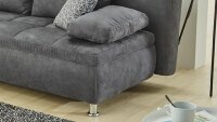 Schlafsofa ANTONIO Sofa Stoff dunkelgrau mit Bettkasten