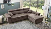 Ecksofa LANDSHUT L-Sofa Stoff braun inkl. Schlaffunktion