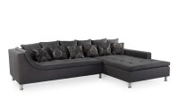 Ecksofa MONTEGO II Microfaser dunkelgrau Kissen 326x213