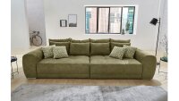 Big Sofa MOLDAU XXL Couch Microfaser olivgrün mit Kissen