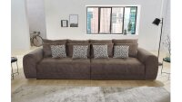 Big Sofa MOLDAU XXL Couch in Microfaser braun mit Kissen