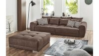 Big Sofa MOLDAU XXL Couch in Microfaser braun mit Kissen