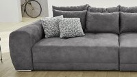 Big Sofa MOLDAU XXL Couch Microfaser dunkelgrau Kissen