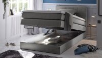 Boxspringbett 120x200 HAWAII Stoff grau Bettkasten und...